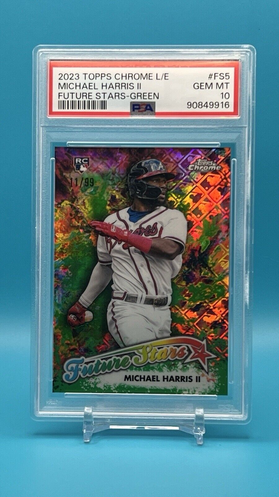 Michael Harris II 2023 Topps Chrome Logofractor Future Stars Green /99 PSA 10 RC