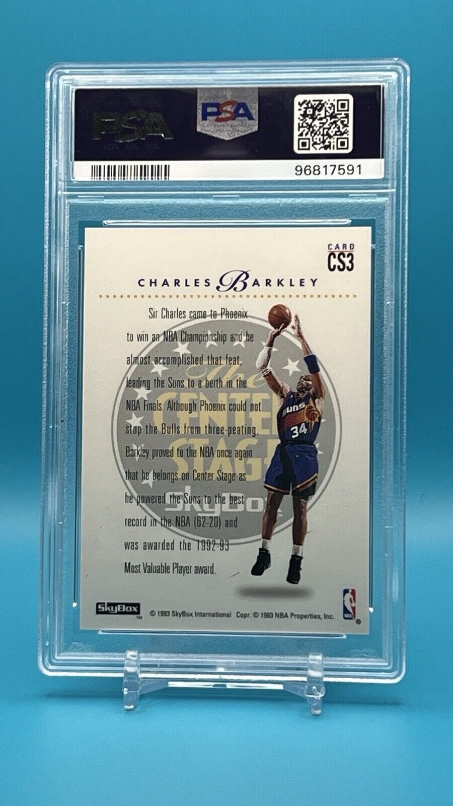 1993 Skybox Premium Charles Barkley #CS3 “Center Stage” PSA 9 – Rare Insert  