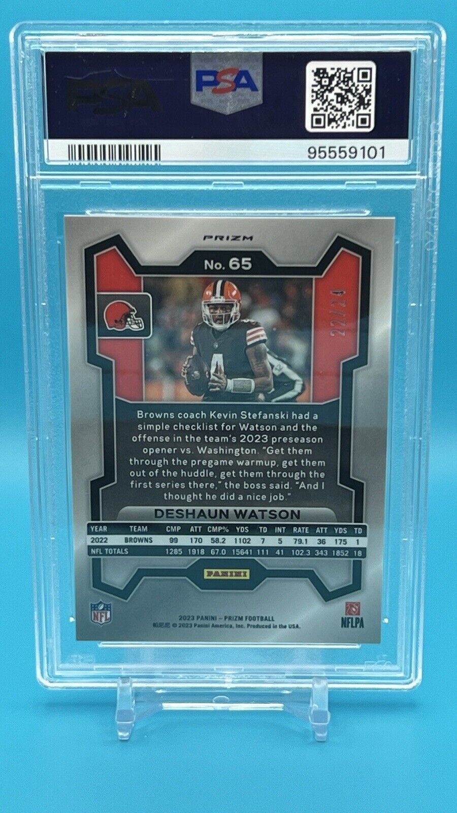 PSA 10 2023 Prizm Football #65 Deshaun Watson 🔥 Gold Sparkle /24 POP 2 🔥