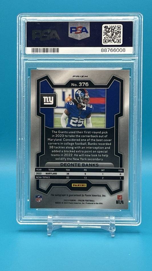 2023 Prizm Deonte Banks Rookie Auto #376 PSA/DNA 10 – Giants 1st Round Pick!