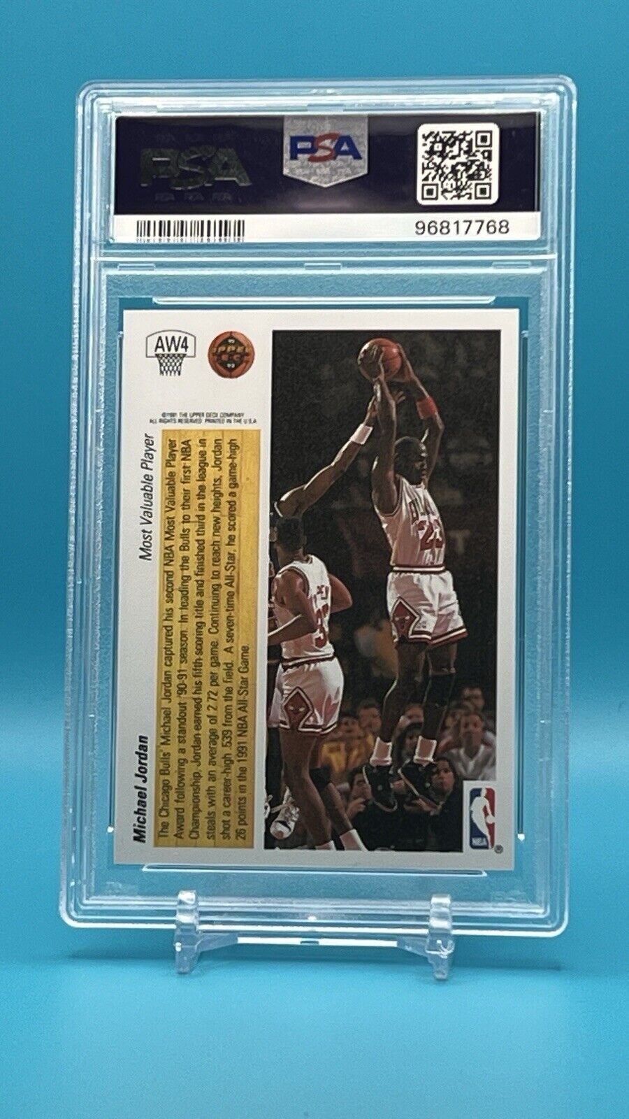 1991 U.D. Award Winner Michael Jordan #AW4 Hologram PSA 9 – MVP Tribute