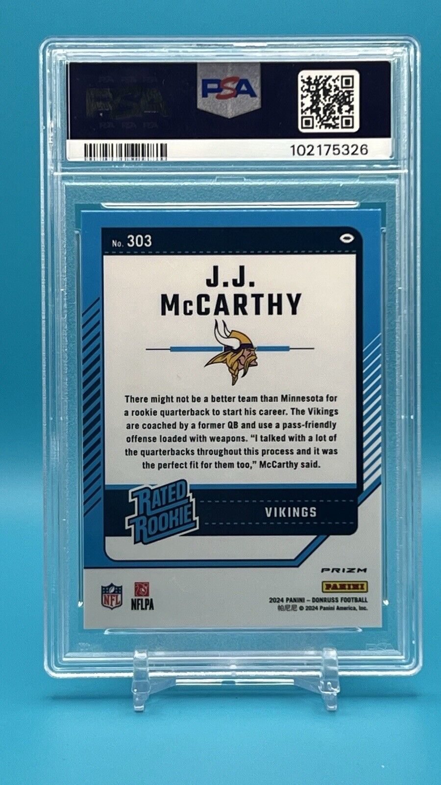 2024 Donruss Optic Preview Red Pandora JJ McCarthy Rated Rookie PSA 10 GEM MINT