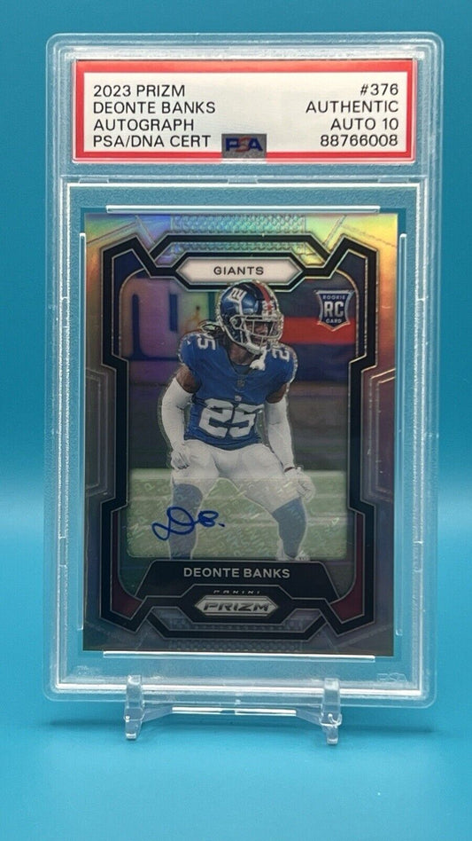 2023 Prizm Deonte Banks Rookie Auto #376 PSA/DNA 10 – Giants 1st Round Pick!