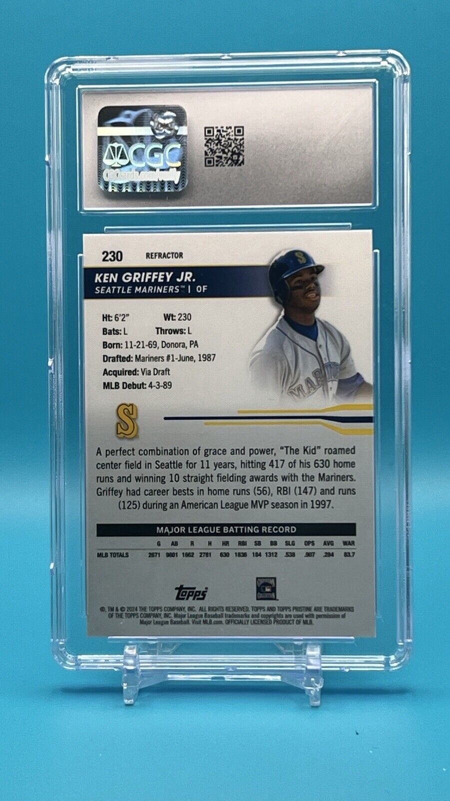 2024 Topps Pristine Ken Griffey Jr. Refractor #230 CGC 10 GEM MINT - HOF 