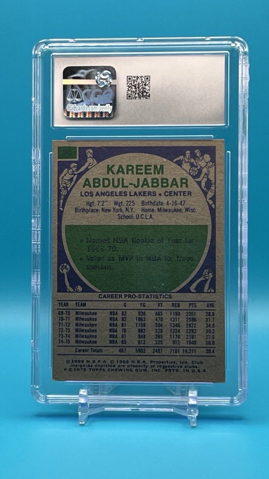 975-76 Topps Kareem Abdul-Jabbar #90 CGC 5.5 – Lakers Hall of Famer