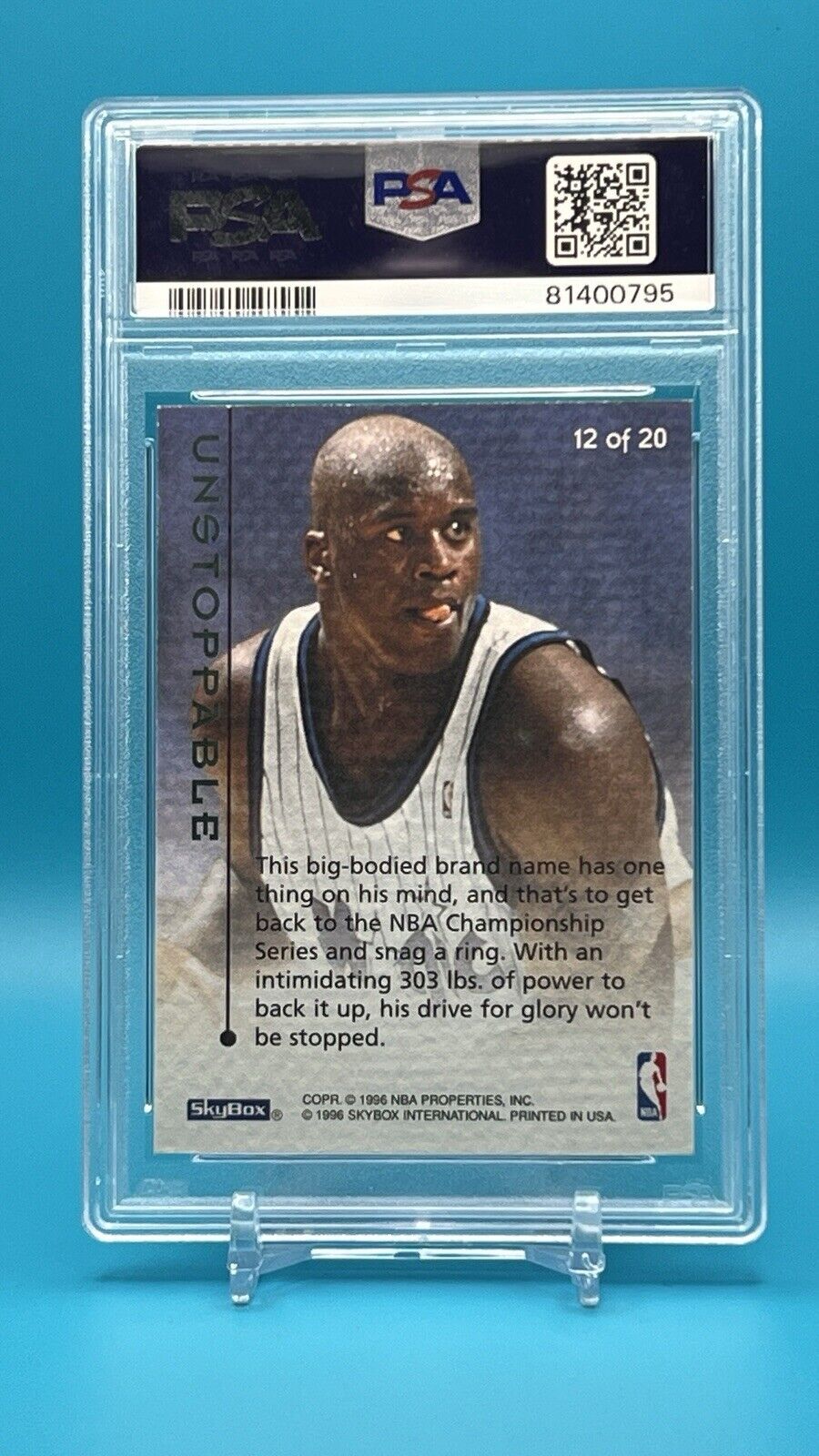 1995 Skybox E-XL Shaquille O’Neal #12 “Unstoppable” PSA 9 – Mint Condition